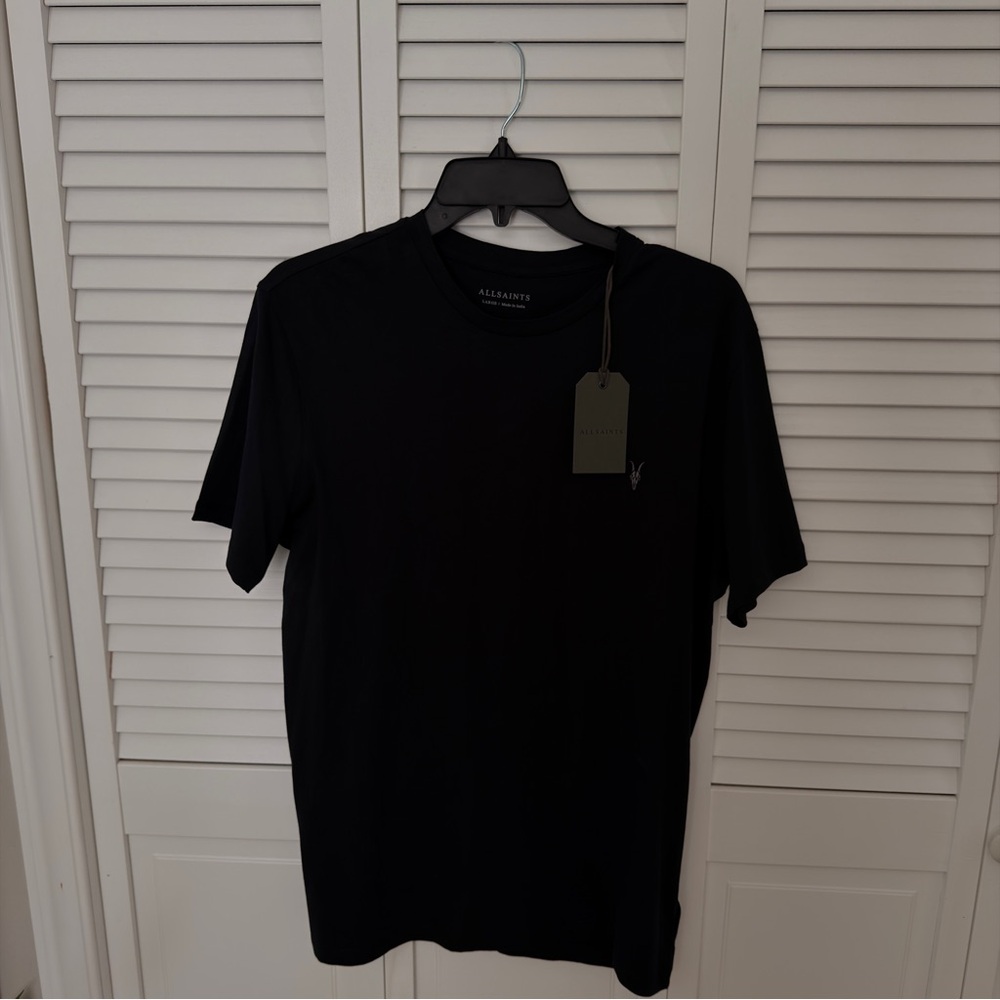 AllSaints Black Short Sleeve Tonic Crew Tee - Picture 3 of 4